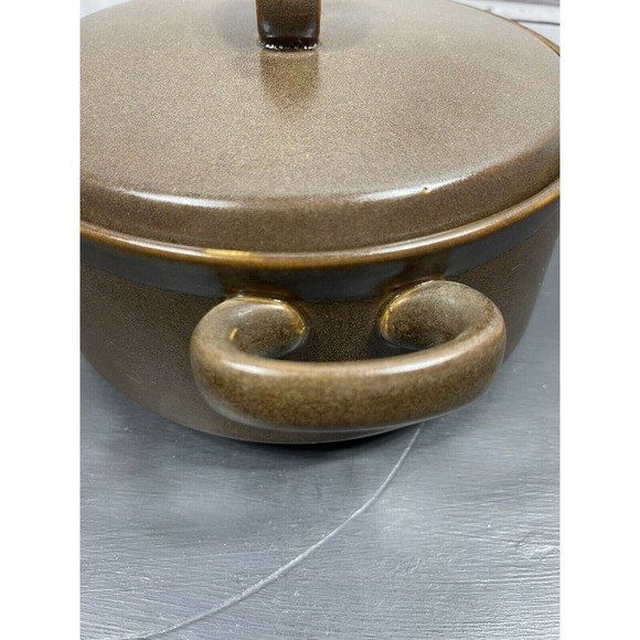 Mid Century 2 Qt Handled Brown Round Covered Casserole Georges Briard with Lid - Picture 3 of 12